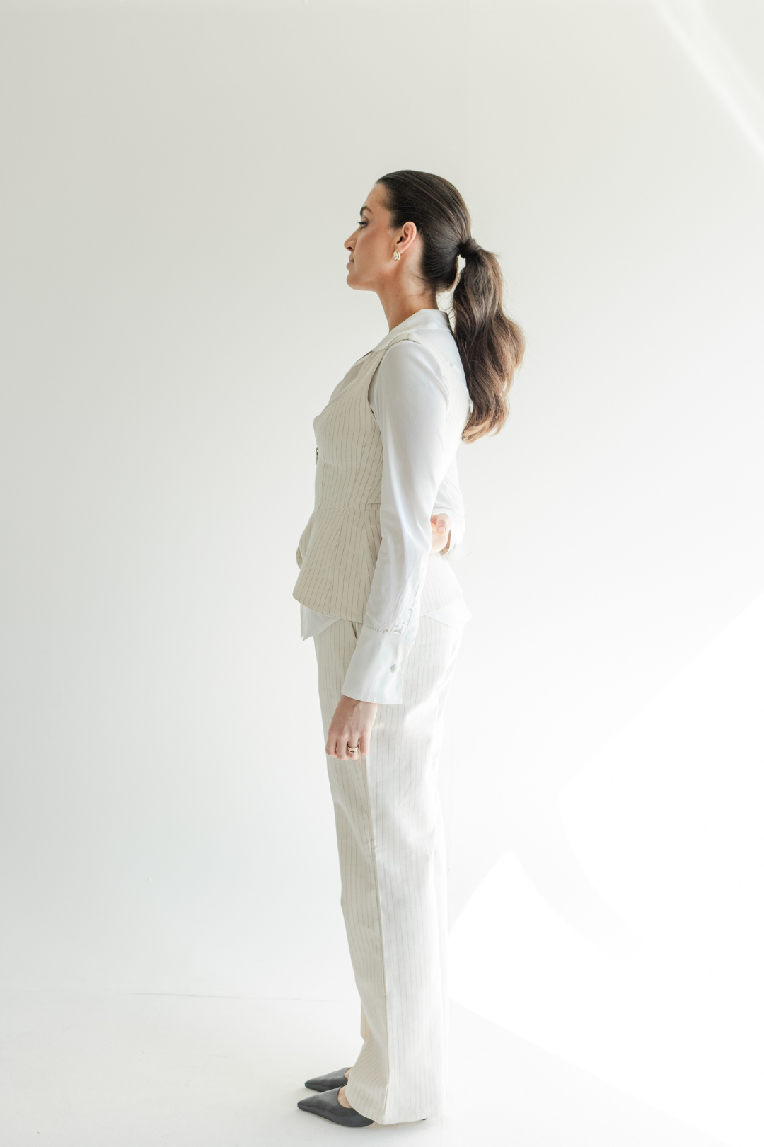 Corselet com zíper em peplum Risca de Giz - Off White