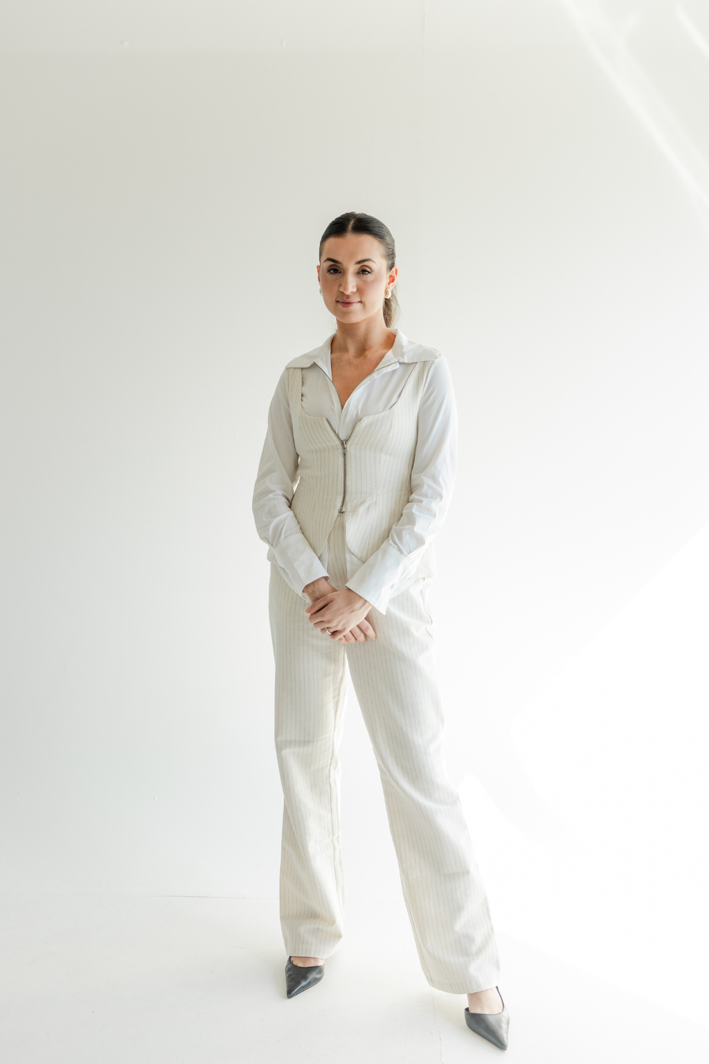 Corselet com zíper em peplum Risca de Giz - Off White