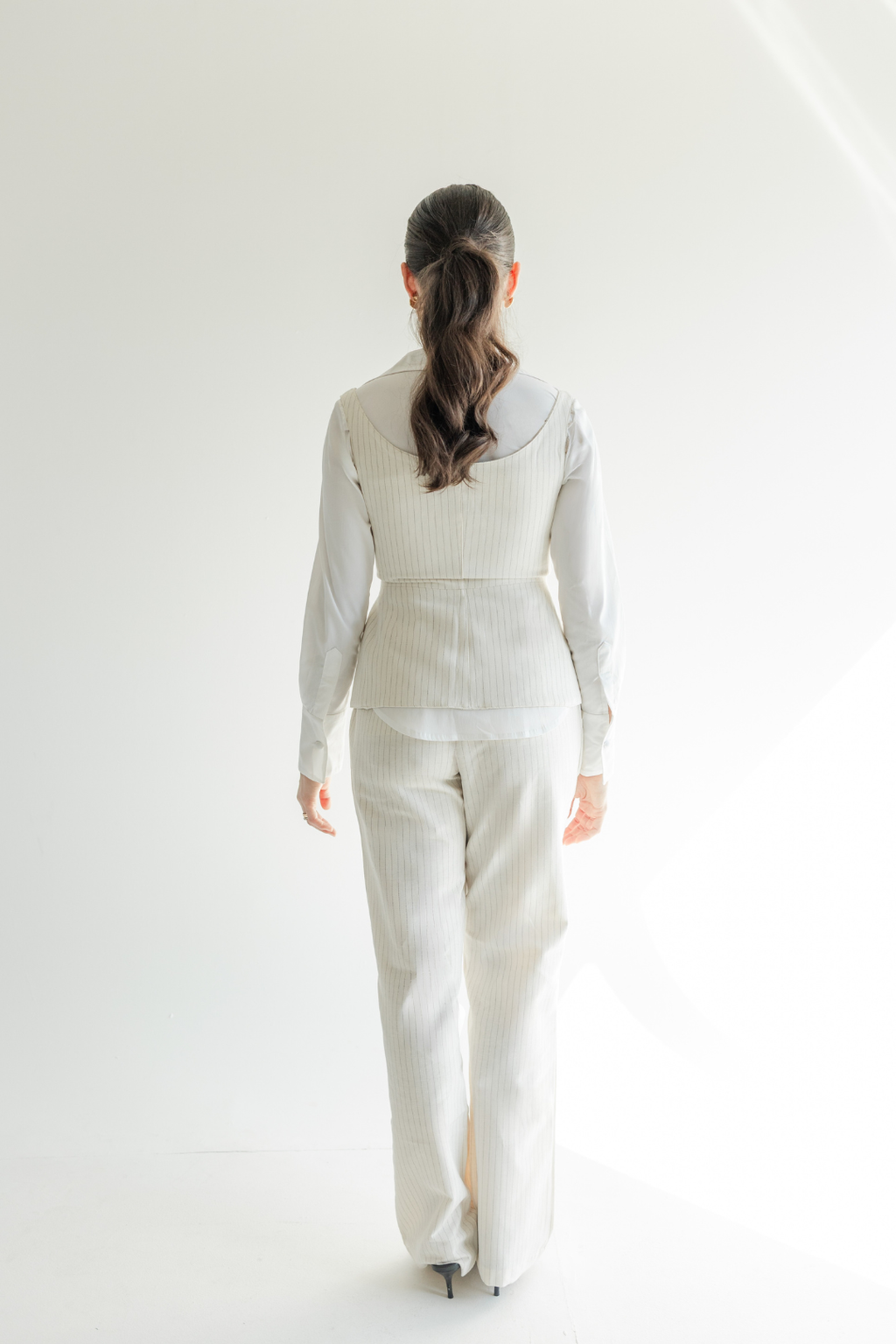 Corselet com zíper em peplum Risca de Giz - Off White