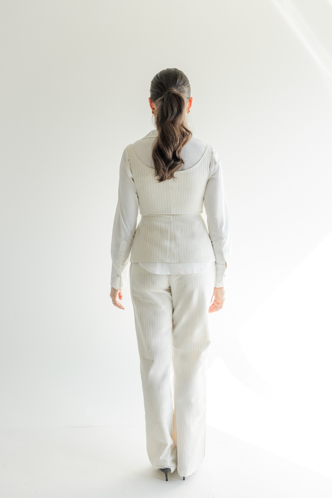 Corselet com zíper em peplum Risca de Giz - Off White