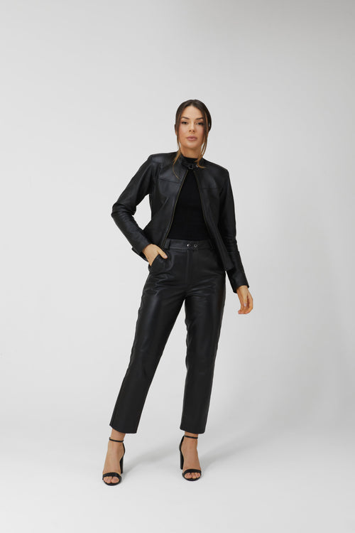 Calça de Couro Legítimo Capri Alfaiataria - Preto