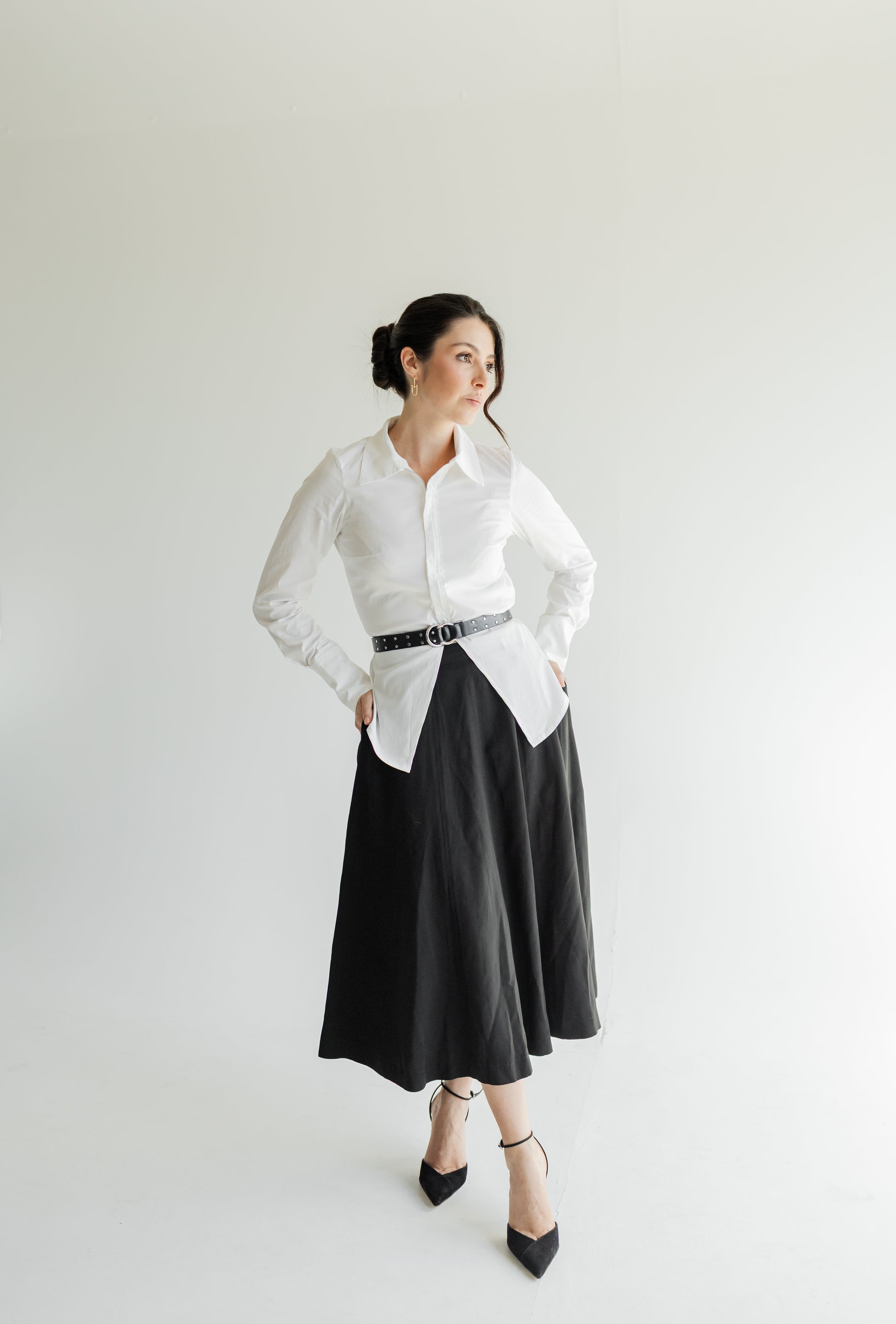 Camisa Branca Alfaiataria com Fechamento em Zíper