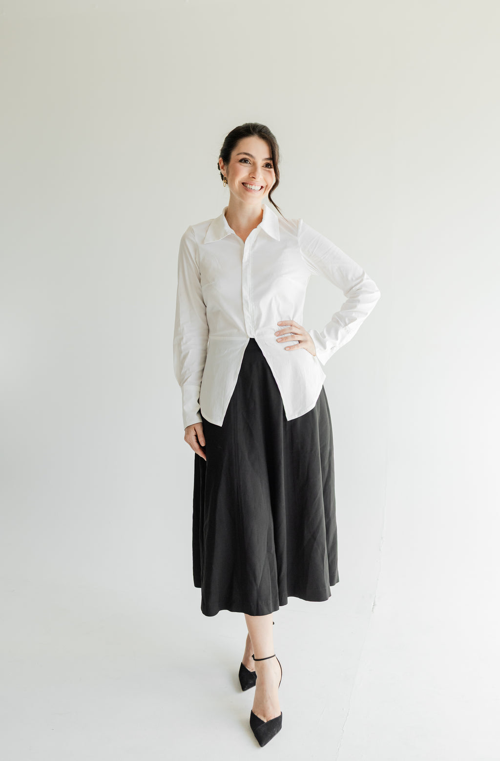 Camisa Branca Alfaiataria com Fechamento em Zíper