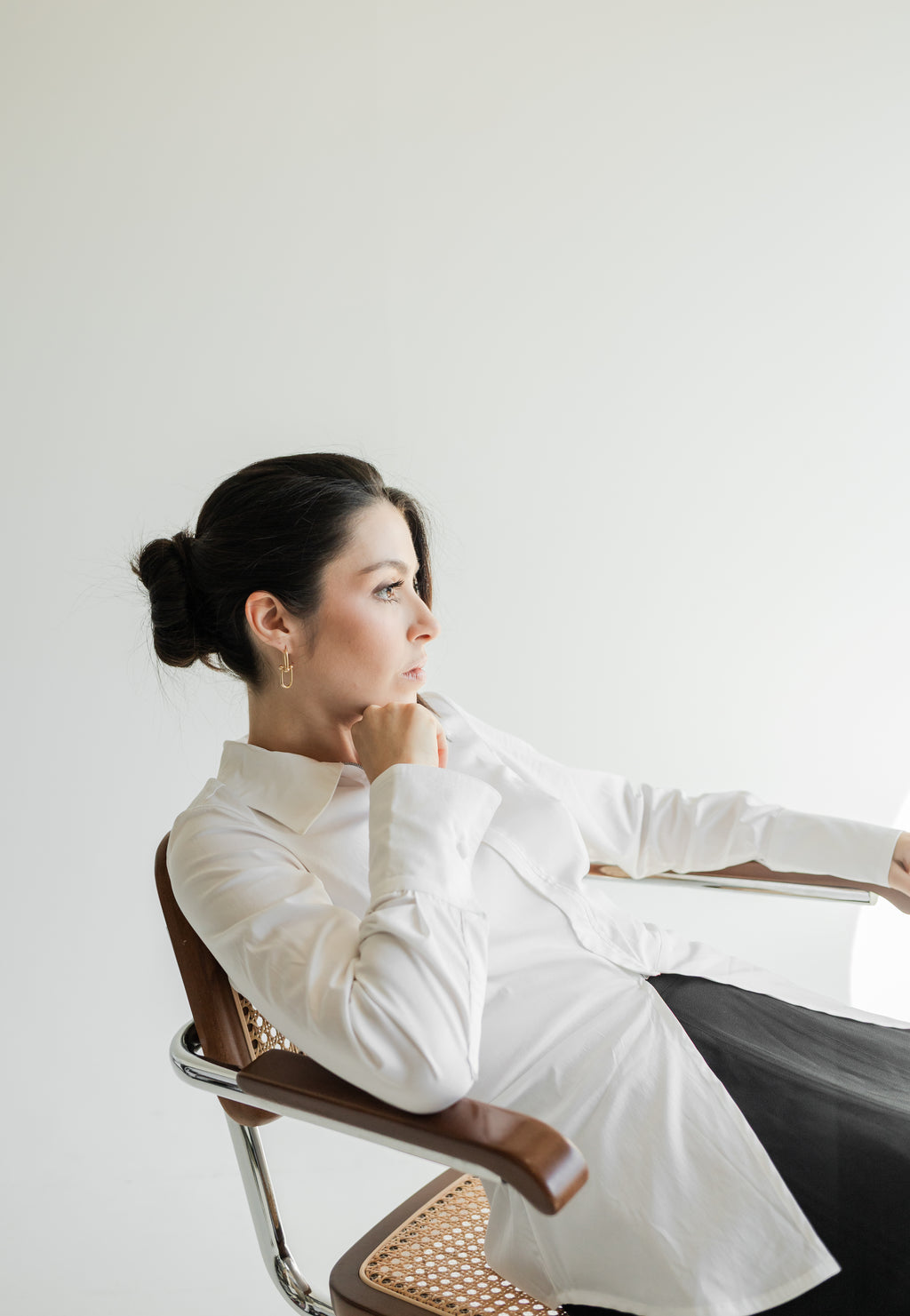 Camisa Branca Alfaiataria com Fechamento em Zíper