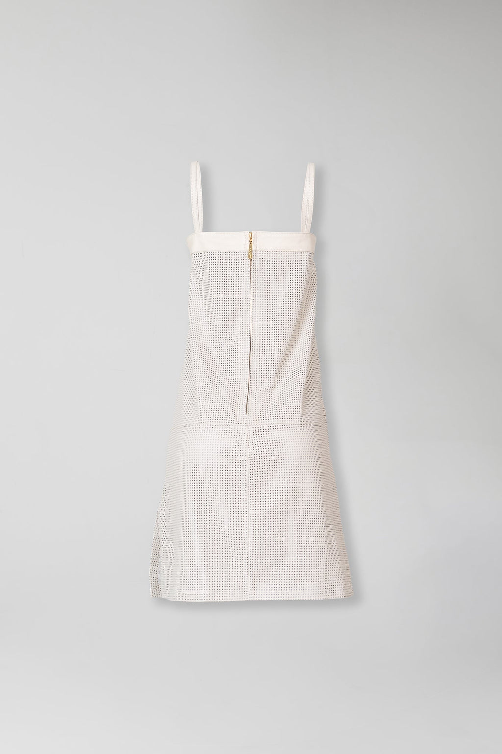 Vestido de Couro Legítimo Jardineira - Branco Vazado