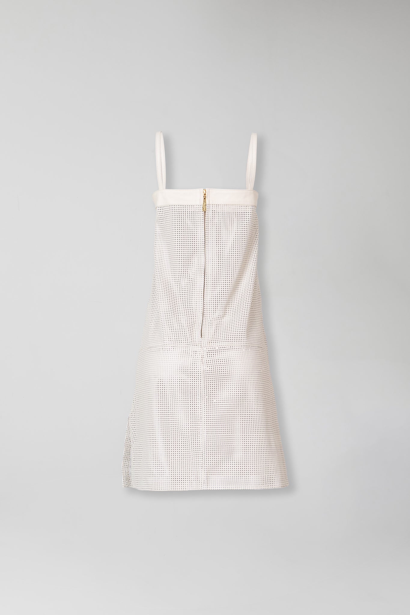 Vestido de Couro Legítimo Jardineira - Branco Vazado